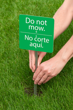 Load image into Gallery viewer, Bilingual "Do Not Mow" Garden Sign - Outdoor Acrylic & Stainless Steel Stake