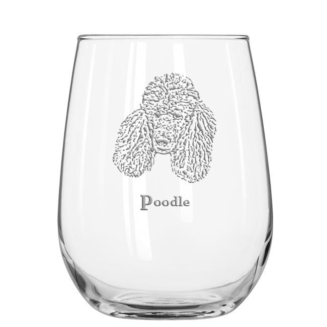 Poodle stemless wine glass