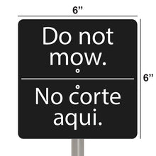Load image into Gallery viewer, National Etching Do Not Mow bilingual garden sign, size 6x6 inches.