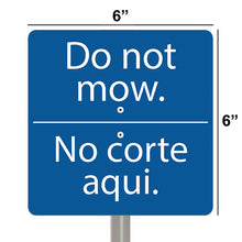 Load image into Gallery viewer, National Etching Do Not Mow bilingual garden sign, size 6x6 inches.