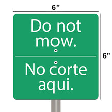 Load image into Gallery viewer, National Etching Do Not Mow bilingual garden sign, size 6x6 inches.