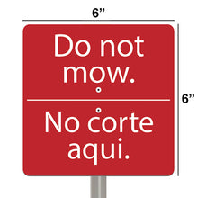 Load image into Gallery viewer, National Etching Do Not Mow bilingual garden sign, size 6x6 inches.