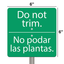 Load image into Gallery viewer, National Etching Do Not Trim bilingual garden sign, size 6x6 inches.