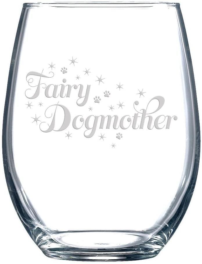 Fairy Dogmother stemless wine glass