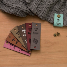 Load image into Gallery viewer, Vegan Leather Labels with holes for rivets