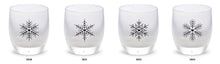 Load image into Gallery viewer, A set of  white glassybaby votives  with a hand etched snowflake and heart design, with the years 2020, 2021, 2022, 2023 visible at the bottom of the image.
