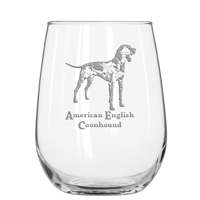 Coonhound stemless wine glass