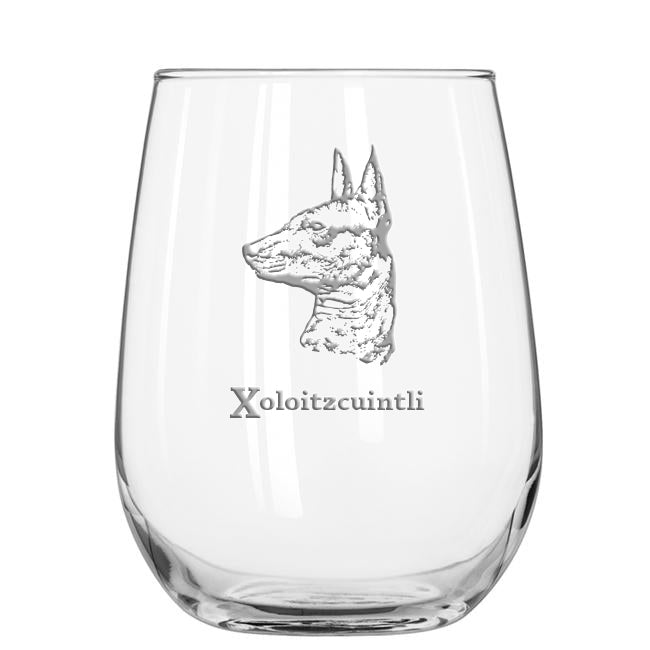 Xoloitzcuintli stemless wine glass