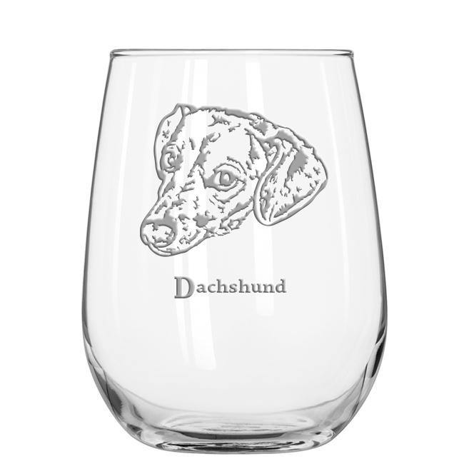 Dachsund stemless wine glass - National Etching