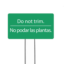 Load image into Gallery viewer, National Etching do not trim bilingual garden sign
