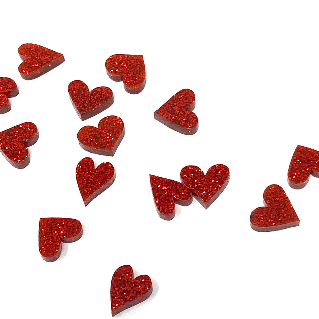 National Etching red glitter acrylic hearts