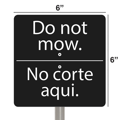 National Etching Do Not Mow bilingual garden sign, size 6x6 inches.