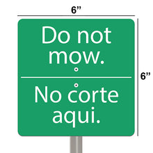 Load image into Gallery viewer, National Etching Do Not Mow bilingual garden sign, size 6x6 inches.
