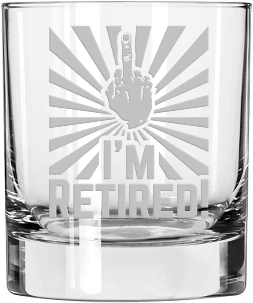 I'm retired whiskey glass - National Etching