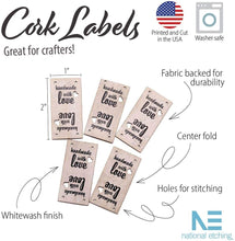 Load image into Gallery viewer, Handmade with Love cork fabric labels
