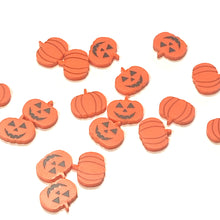 Load image into Gallery viewer, Orange acrylic pumpkin and jack-o&#39;-lanterns are shown on a white background.
