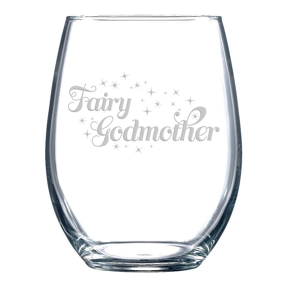 Fairy Godmother stemless wine glass