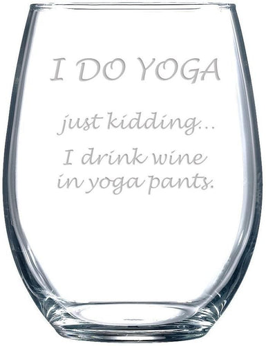 Yoga Class stemless wine glass