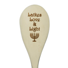 Load image into Gallery viewer, Latkes Love and Light wooden spoon
