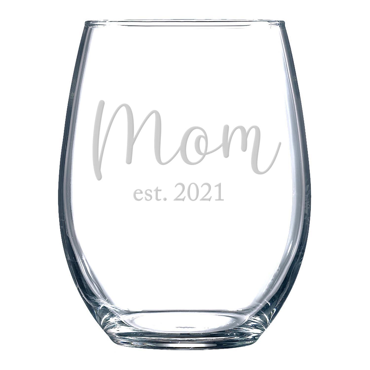 I've Waited 9 Months for This! Funny New Mom Stemless Wine Glass for Expectant Moms and Post Pregnancy Gifts, Funny 18 oz Stemless Wine Glasses for