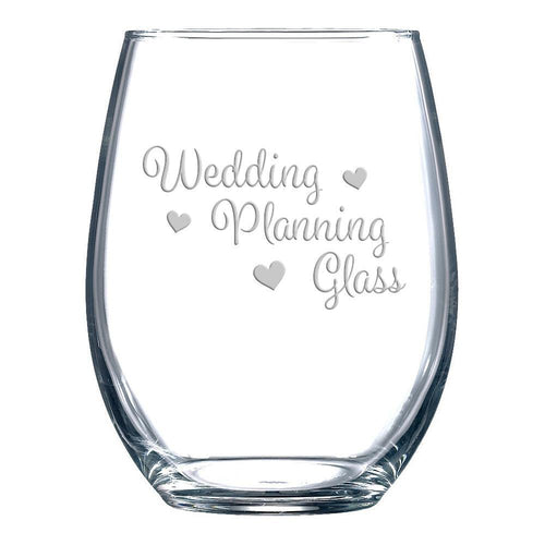 Wedding Planning stemless wine glass